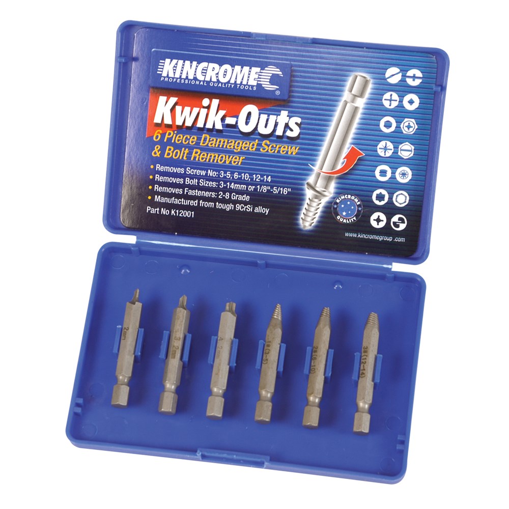 KINCROME KWIK-OUTS SCREW REMOVER 6 PCE