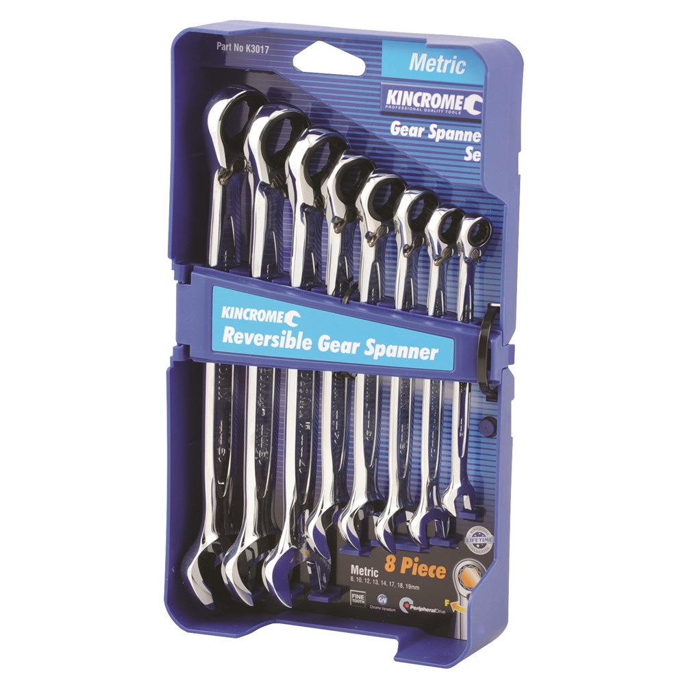 KINCROME GEAR SPANNER SET 8 PCE REVERSE | METRIC