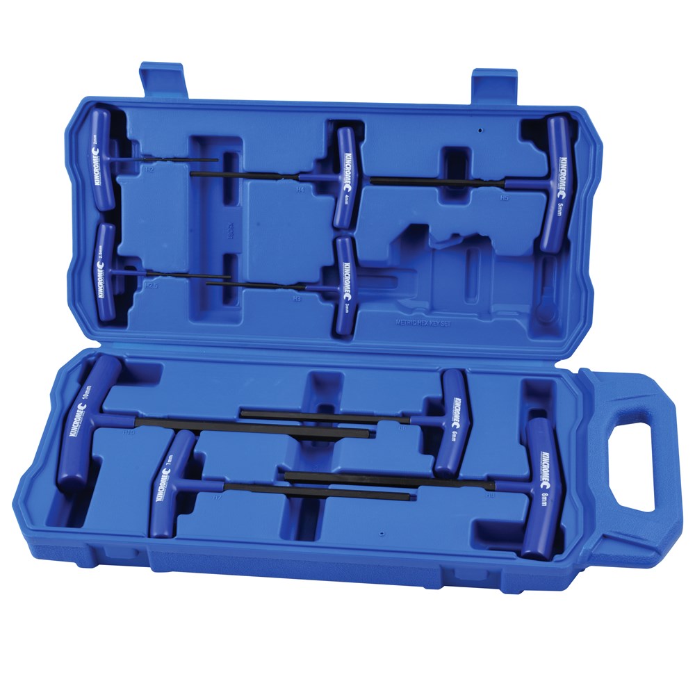 KINCROME T-HANDLE HEX KEY SET | METRIC 9 PCE K5081