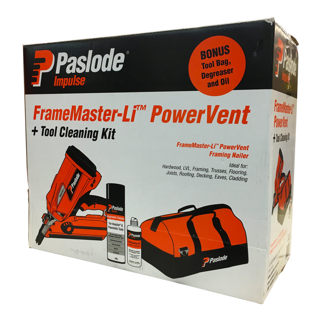 PASLODE FRAMEMASTER WITH BONUS CLEANING KIT AND CARRY BAG