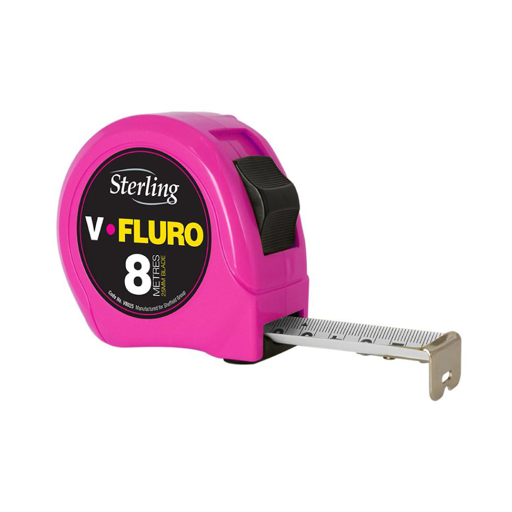 STERLING TAPE MEASURE FLOURO 25mm x 8m V8025F